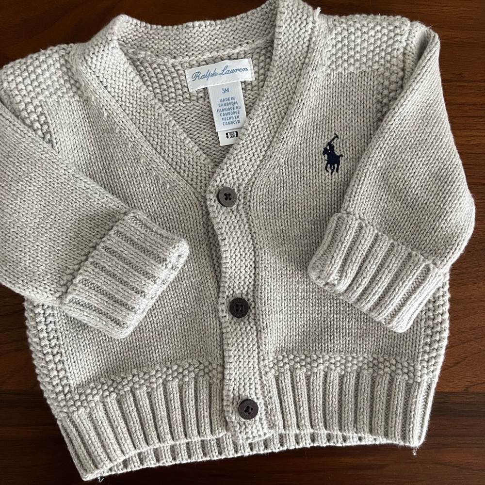 Baby Ralph Lauren Gray Knit Cardigan